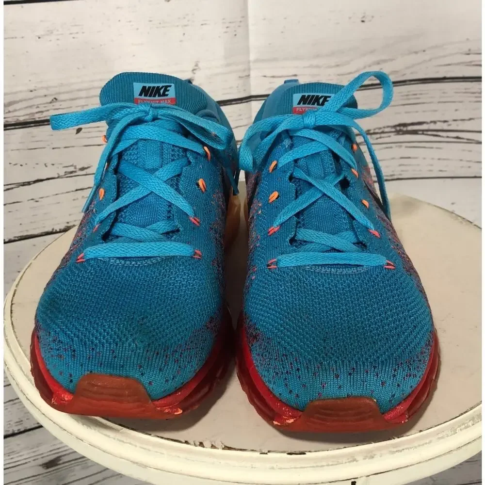 Nike Flyknit Air Max (Vivid Blue/Atomic Orange) size 10